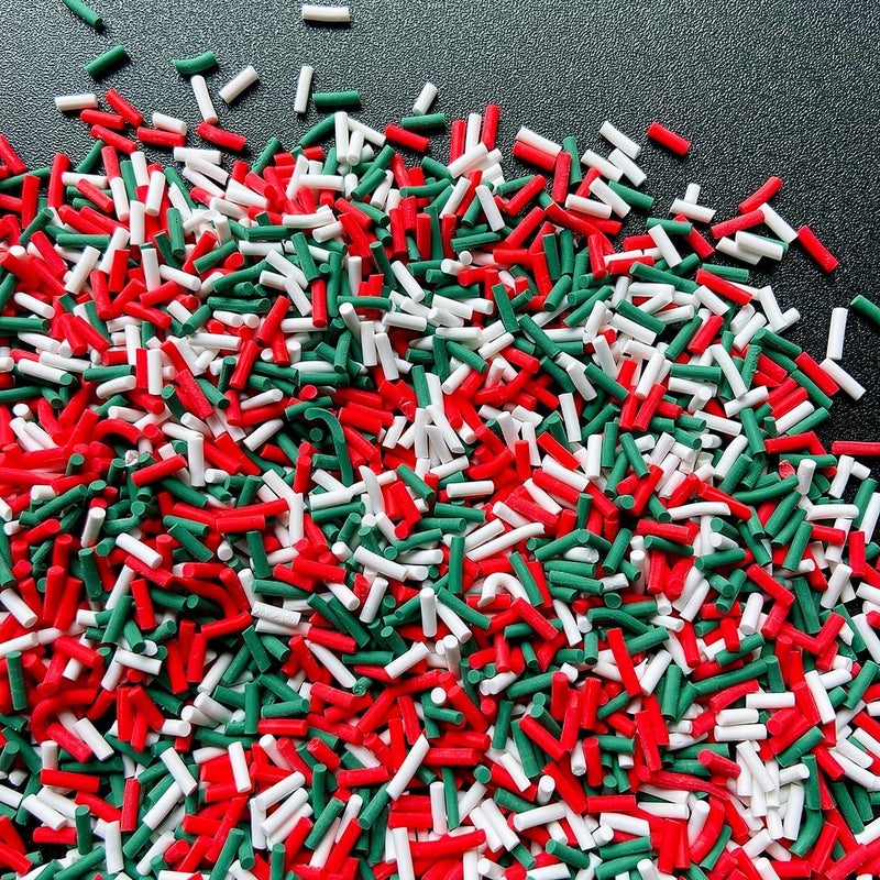 EHOPE 100G Fake Sprinkles Polymer Sprinkles Faux Sprinkles Resin Sprinkles Clay Sprinkles For Resin Fake Candy Sprinkles for Nail Art DIY Crafts Cake Phone Case (100G Long Christmas) - Image 4